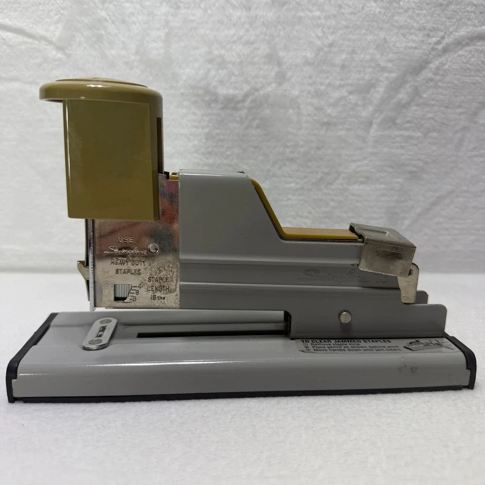 Vintage Swingline 113 Industrial Heavy Duty Stapler Gray Olive Green 110 Sheets